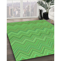 Patterned Dark Lime Green Rug, pat703grn