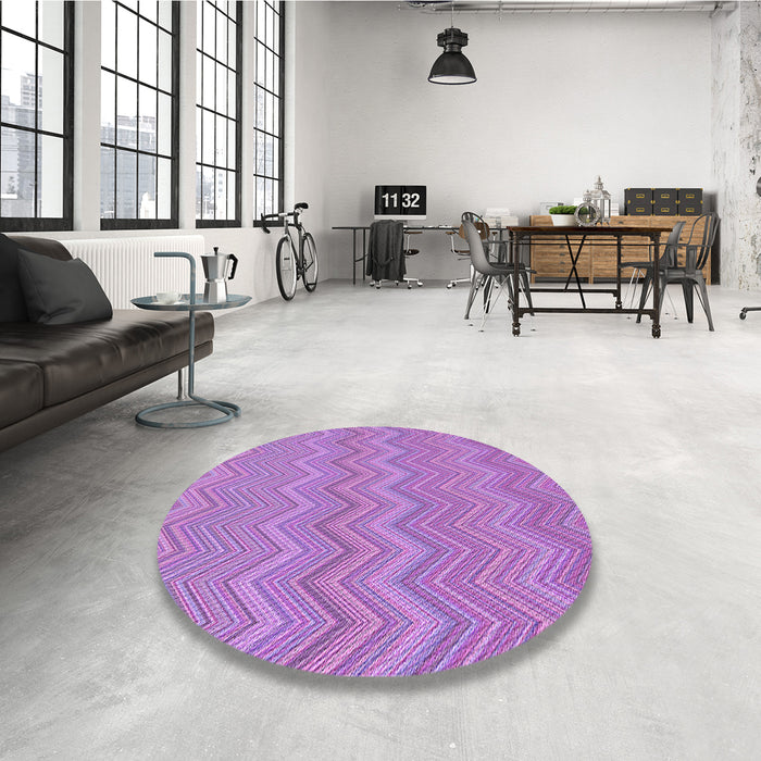 Round Patterned Violet Purple Rug in a Office, pat703pur