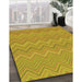 Patterned Deep Yellow Rug in Family Room, pat703yw