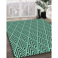 Patterned Turquoise Green Novelty Rug, pat704