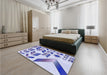 Patterned Blue Rug in a Bedroom, pat705blu