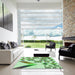 Square Patterned Green Rug in a Living Room, pat705grn
