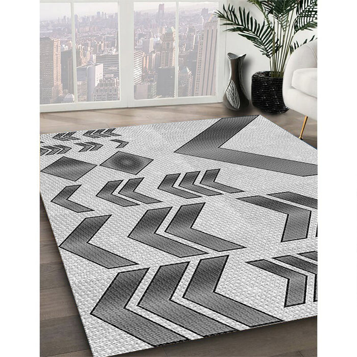 Patterned Silver Gray Rug in Family Room, pat705gry