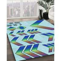 Patterned Steel Blue Rug, pat705lblu