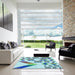 Square Patterned Steel Blue Rug in a Living Room, pat705lblu