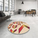 Round Patterned Deep Peach Orange Rug in a Office, pat705org