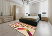 Patterned Deep Peach Orange Rug in a Bedroom, pat705org