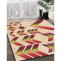 Patterned Deep Peach Orange Rug, pat705org