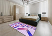 Patterned Blossom Pink Rug in a Bedroom, pat705pur