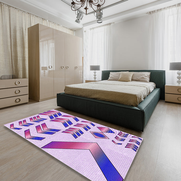 Patterned Blossom Pink Rug in a Bedroom, pat705pur