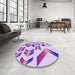 Round Patterned Blossom Pink Rug in a Office, pat705pur