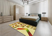 Patterned Dark Bisque Brown Rug in a Bedroom, pat705yw