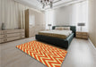 Patterned Chrome Gold Yellow Rug in a Bedroom, pat706yw