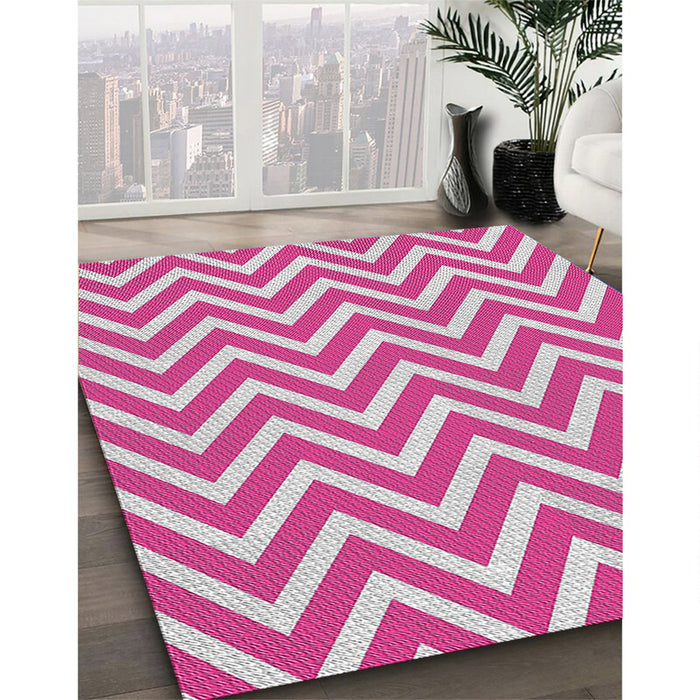 Machine Washable Transitional Deep Pink Rug in a Family Room, wshpat706