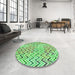 Round Patterned Green Rug in a Office, pat707grn