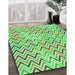 Patterned Green Rug in Family Room, pat707grn