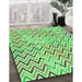 Machine Washable Transitional Green Rug in a Family Room, wshpat707grn
