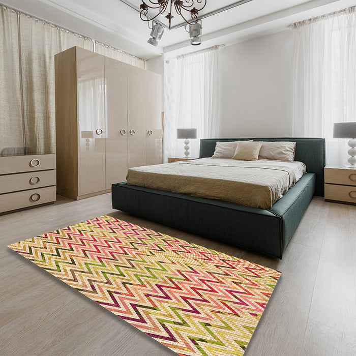 Patterned Orange Rug in a Bedroom, pat707org
