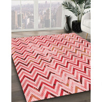 Patterned Deep Rose Pink Rug, pat707rd