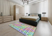 Patterned Light Jade Green Modern Rug in a Bedroom, pat707