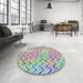 Round Patterned Light Jade Green Modern Rug in a Office, pat707