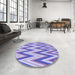 Round Patterned Periwinkle Purple Rug in a Office, pat708blu