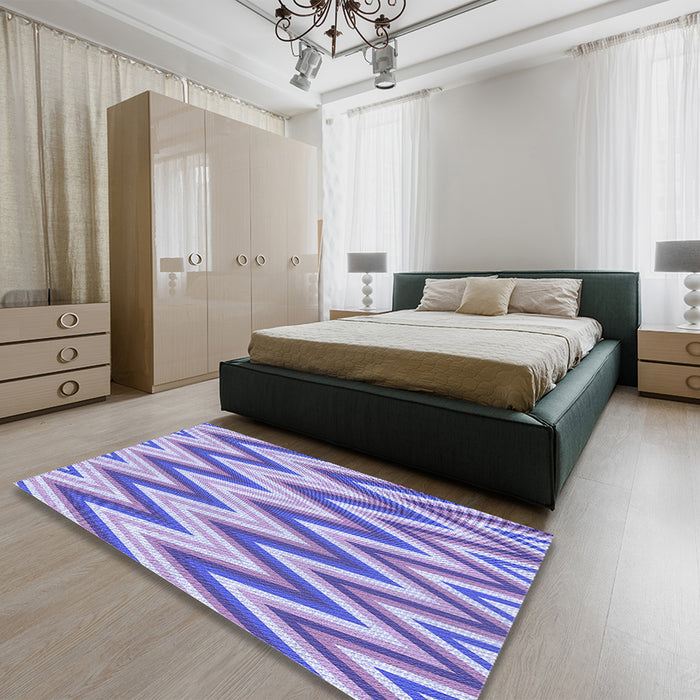 Patterned Periwinkle Purple Rug in a Bedroom, pat708blu
