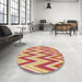 Round Patterned Red Rug in a Office, pat708brn