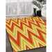 Patterned Orange Red Orange Rug in Family Room, pat708yw