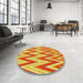 Round Patterned Orange Red Orange Rug in a Office, pat708yw