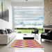 Square Patterned Pink Modern Rug in a Living Room, pat708