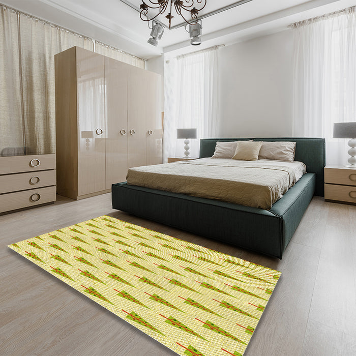 Round Machine Washable Transitional Orange Gold Rug in a Office, wshpat709yw