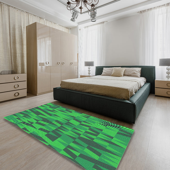Patterned Forest Green Rug in Family Room, pat71grn