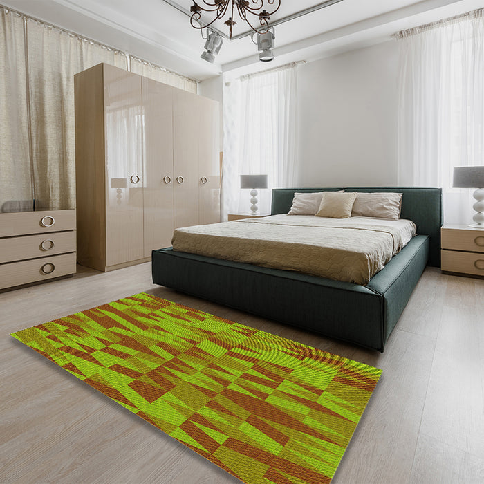 Patterned Pistachio Green Rug in a Bedroom, pat71yw