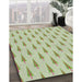 Patterned Khaki Green Novelty Rug in Family Room, pat710