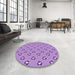 Round Patterned Violet Purple Rug in a Office, pat711pur