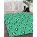 Patterned Medium Spring Green Rug in Family Room, pat712lblu