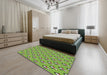 Machine Washable Transitional Seaweed Green Rug in a Bedroom, wshpat712