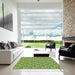 Square Patterned Seaweed Green Novelty Rug in a Living Room, pat712