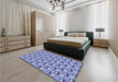 Patterned Slate Blue Rug in a Bedroom, pat714blu