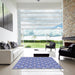 Square Patterned Slate Blue Rug in a Living Room, pat714blu