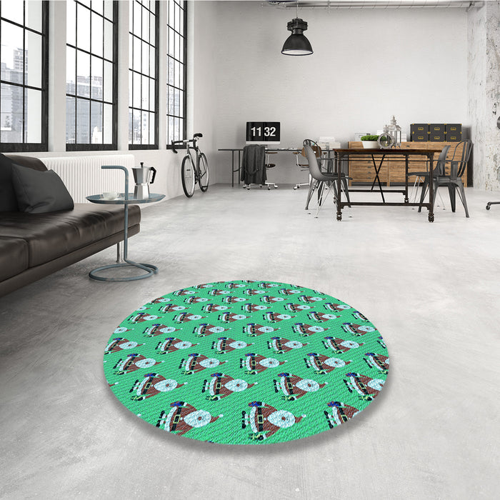 Round Patterned Medium Spring Green Rug in a Office, pat714lblu