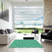 Square Patterned Medium Spring Green Rug in a Living Room, pat714lblu