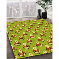 Patterned Dark Yellow Green Rug, pat714yw