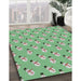 Patterned Forest Green Novelty Rug in Family Room, pat715