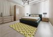 Patterned Chrome Gold Yellow Rug in a Bedroom, pat716brn