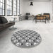 Round Patterned Ash Gray Rug in a Office, pat716gry