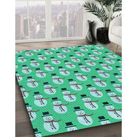 Patterned Mint Green Rug, pat716lblu