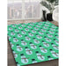 Patterned Mint Green Rug in Family Room, pat716lblu