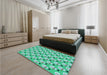 Patterned Mint Green Rug in a Bedroom, pat716lblu